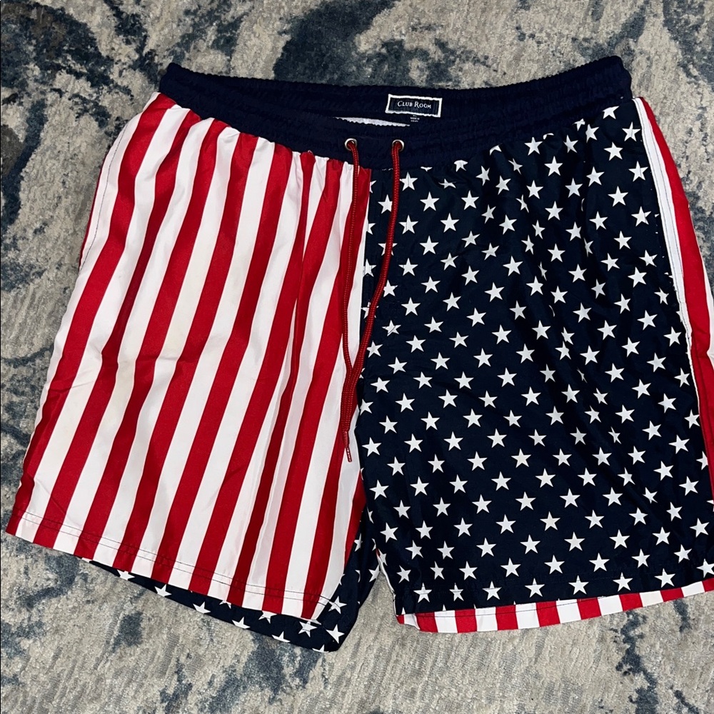 Club Room Red, White, and Blue Star Stripe Athletic Shorts